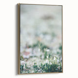 Framed canvas depicting a vintage-style landscape with spring motifs in muted gold and black, ideal for bedroom wall decor.