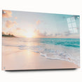 Large abstract wall art depicting summer, with vibrant yellow and blue tones on acrylic glass.
