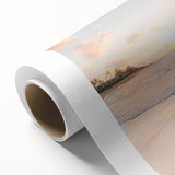 Art deco poster of summer season with vibrant colors on rolled canvas, ideal for nursery wall art or dining room.