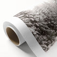 Art deco style poster depicting a winter scene in muted blue and white tones on a rolled canvas, ideal for nursery wall art.