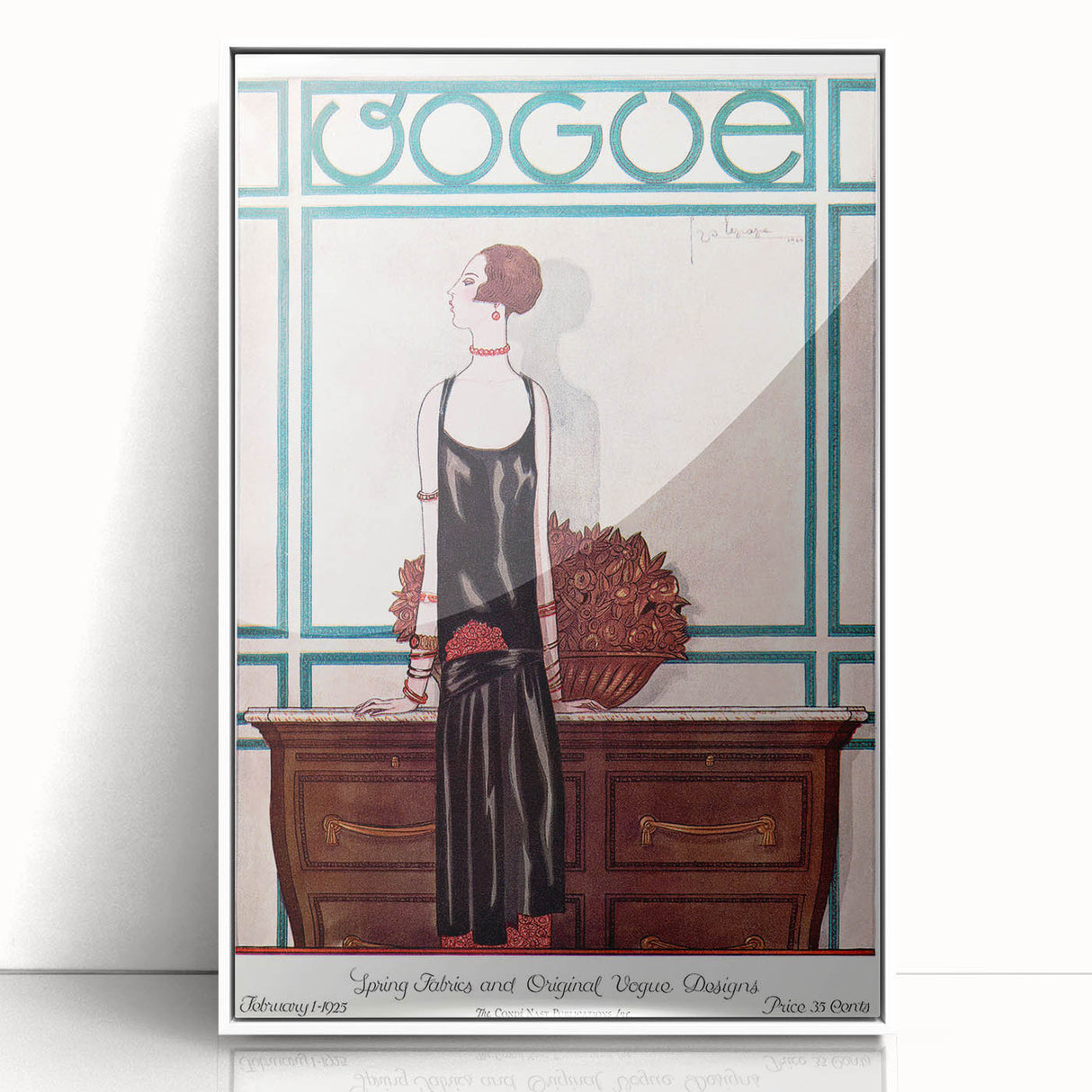 Vogue Framed Art - Elegant 1925 Fashion Illustration Wall Decor