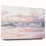 Large abstract wall art in vibrant blue and green hues on acrylic glass, ideal for bedroom or dining room decor.