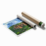 Stunning rolled print of a dramatic cliff landscape, showcasing vibrant colors and intricate textures, perfect for home decor or office art display.