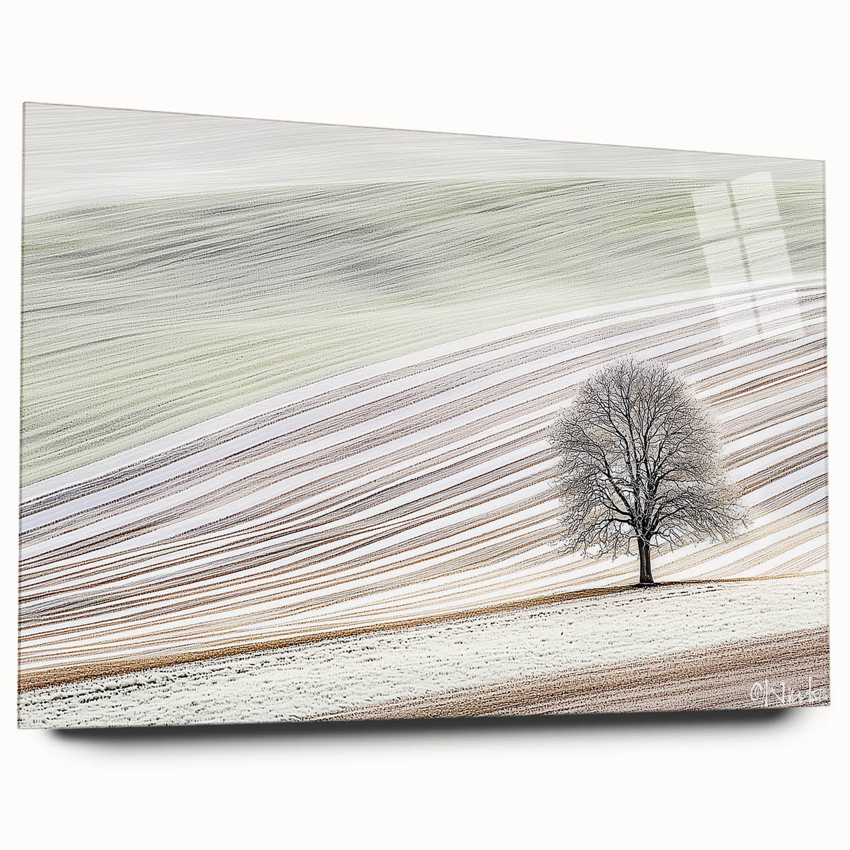 Modern Office Wall Art – Minimalist Nature Landscape with Tree