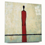 Abstract figurative acrylic artwork displayed from a side view, showcasing vibrant colors and fluid shapes on glass, designed for contemporary decor.