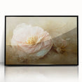 Framed abstract floral wall art featuring vibrant colors and intricate designs, set in a sleek black frame, perfect for modern home decor and gallery walls.