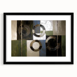 Black geometric frame showcasing a modern abstract design, featuring a matte finish and a sleek front view. Ideal for contemporary home decor and art displays.