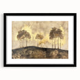 Abstract landscape wall art framed with a black mat, showcasing vibrant colors and dynamic shapes, perfect for modern home decor or office settings.