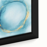 Fluid Art Paintings for Walls – Golden Aura in Turquoise & Blue