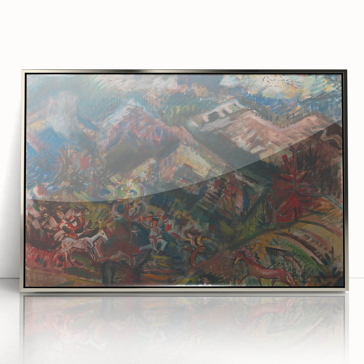 Expressionist Art - Dynamic Horse Herders in Vibrant Landscape