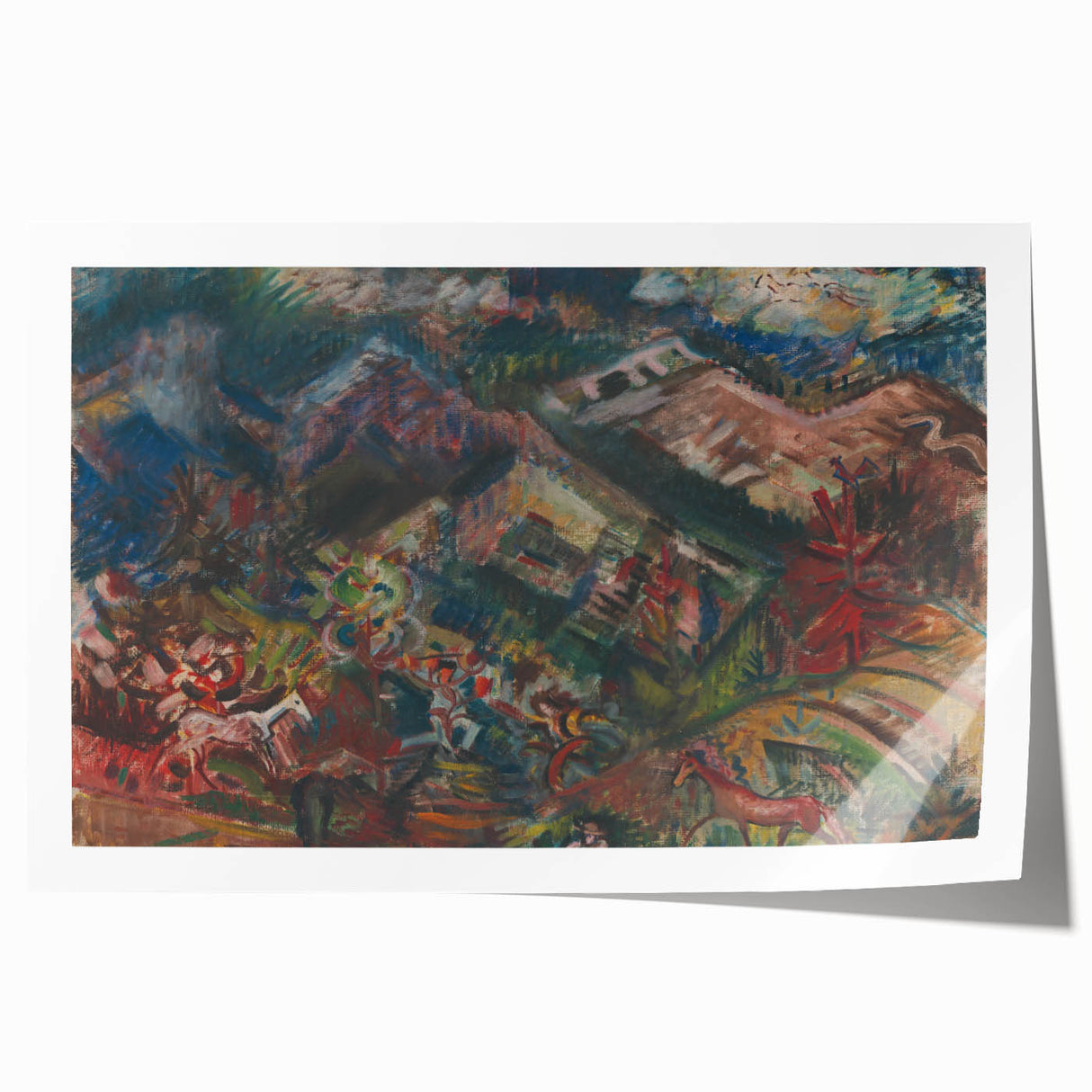 Expressionist Art - Dynamic Horse Herders in Vibrant Landscape