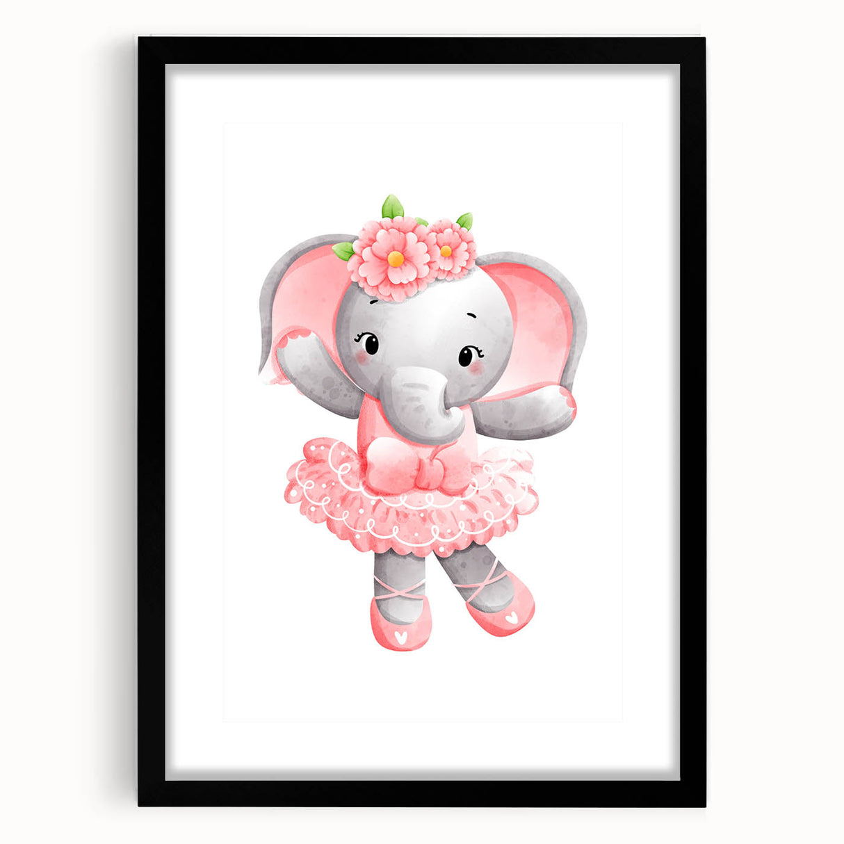 Ballet Elephant Watercolor Print - Playroom Wall Art for Kids