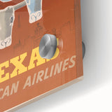 Retro Texas Travel Poster - Vintage American Airlines Wall Art