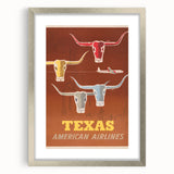 Retro Texas Travel Poster - Vintage American Airlines Wall Art