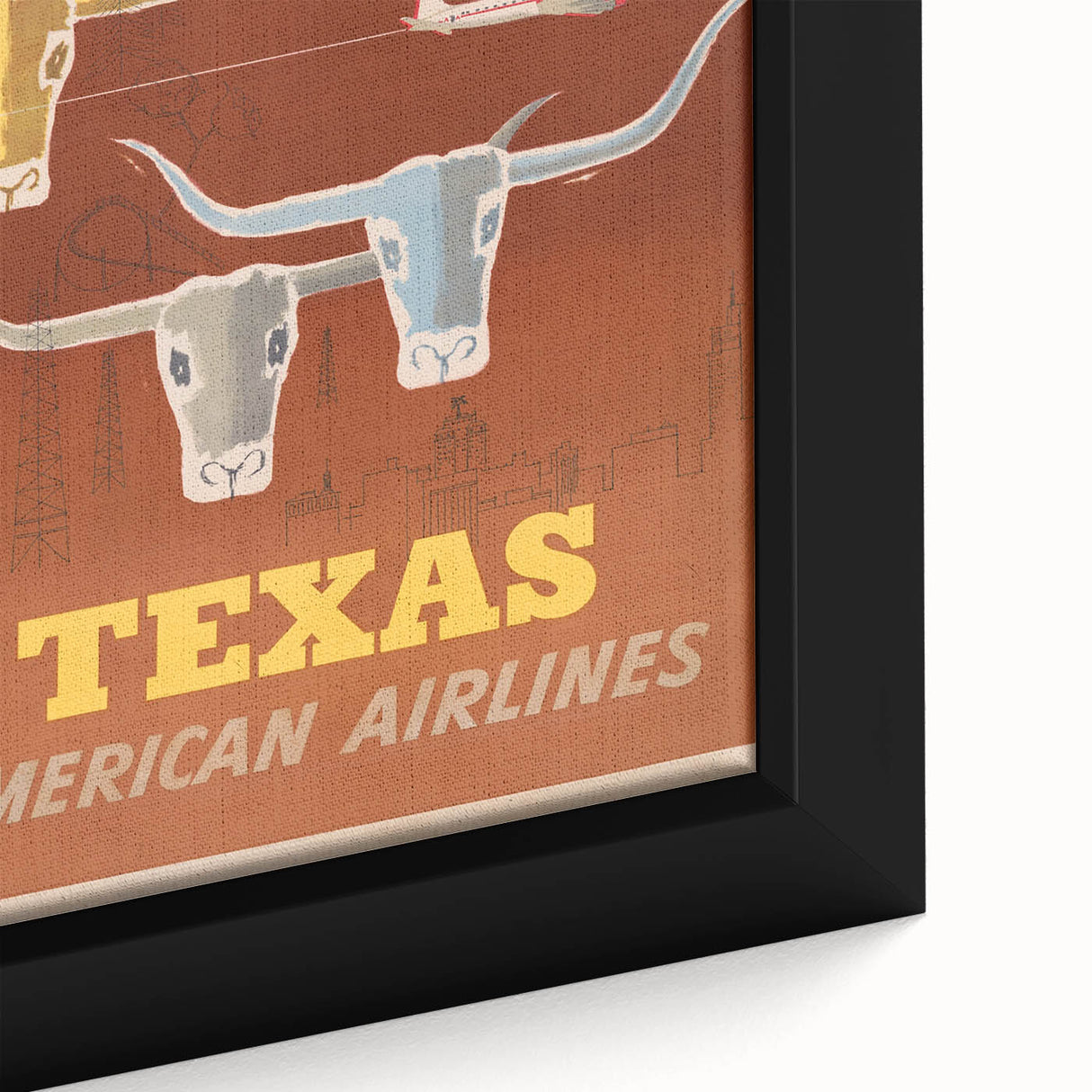 Retro Texas Travel Poster - Vintage American Airlines Wall Art