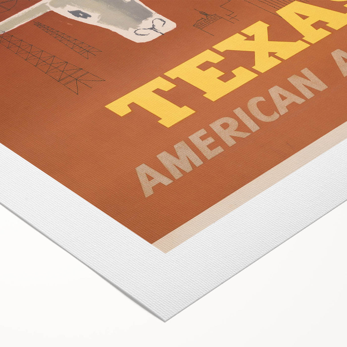 Retro Texas Travel Poster - Vintage American Airlines Wall Art