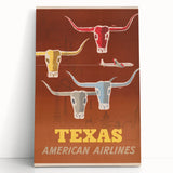 Retro Texas Travel Poster - Vintage American Airlines Wall Art