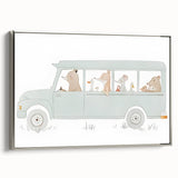 Whimsical Animal Car Ride Nursery Wall Art - Kids Room Prints