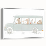 Whimsical Animal Car Ride Nursery Wall Art - Kids Room Prints