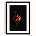 Extra large abstract art print with vibrant autumn hues on textured canvas, framed in black, ideal for living room decor.