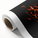 Art Deco poster of autumn trees in orange and gold tones on rolled canvas, ideal for nursery wall art.