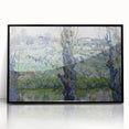 Large abstract wall art featuring swirling blue and yellow tones on a framed acrylic, suitable for modern art wall decor.