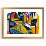 Modern Wall Art: Bold Abstract Landscape with Vibrant Geometric Design