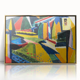 Modern Wall Art: Bold Abstract Landscape with Vibrant Geometric Design