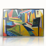Modern Wall Art: Bold Abstract Landscape with Vibrant Geometric Design