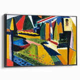 Modern Wall Art: Bold Abstract Landscape with Vibrant Geometric Design