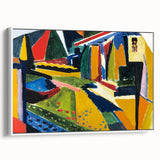 Modern Wall Art: Bold Abstract Landscape with Vibrant Geometric Design