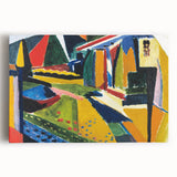 Modern Wall Art: Bold Abstract Landscape with Vibrant Geometric Design