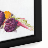 Modern Wall Art: Still Life with Red Cabbages, Rhubarb, and Orange