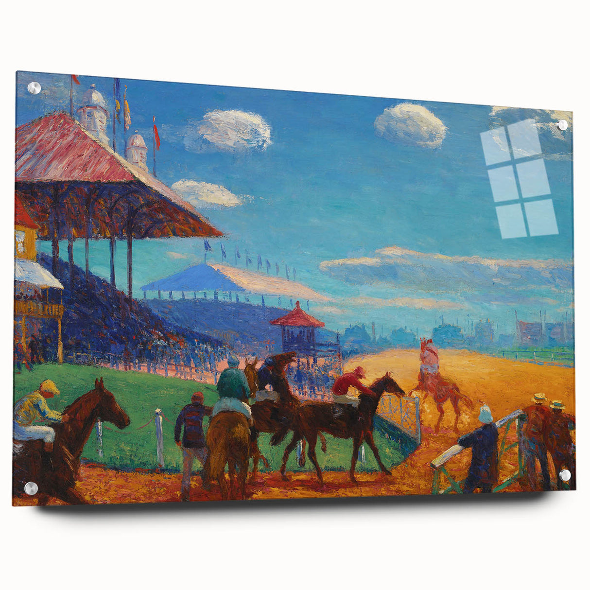 Modern Wall Art: Vibrant Race Track Scene with Dynamic Energy