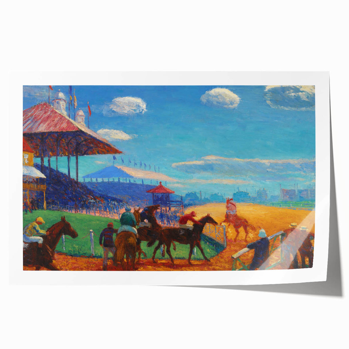 Modern Wall Art: Vibrant Race Track Scene with Dynamic Energy