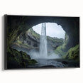 Framed canvas artwork showcasing a captivating landscape with intricate cave formations, featuring a sleek black frame that enhances the depth and detail of the design. Ideal for modern home decor, this piece brings a touch of nature-inspired elegance to any space.