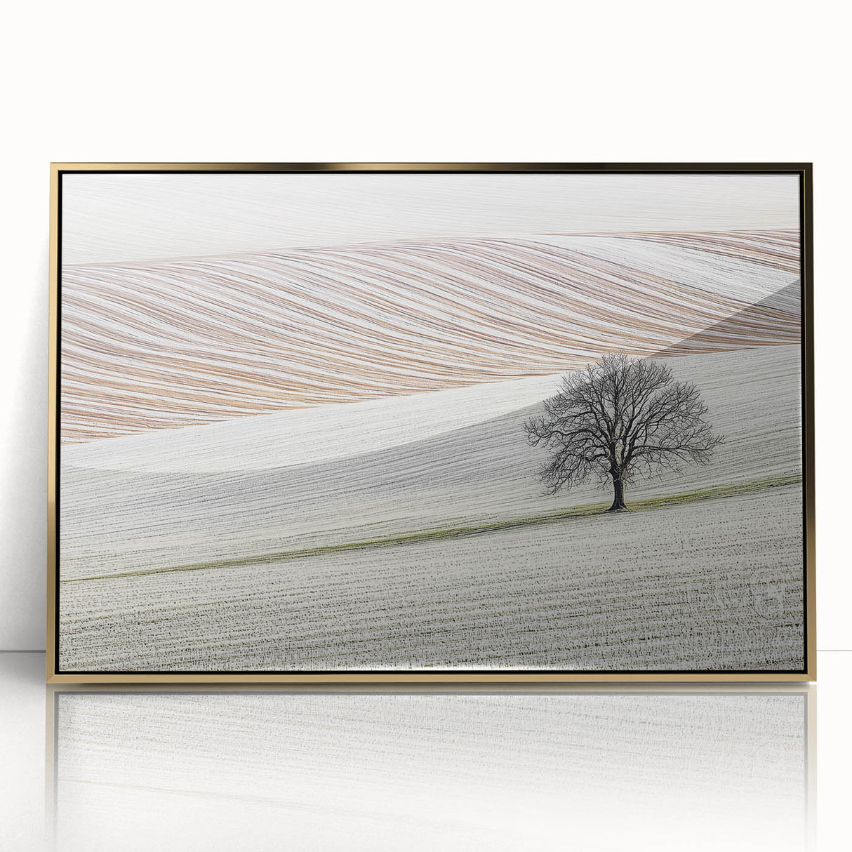 Modern Office Wall Art – Minimalist Landscape with Elegant Tree