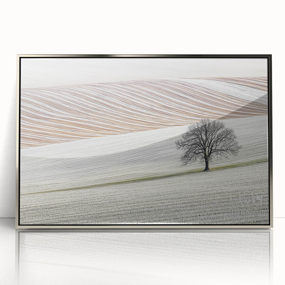 Modern Office Wall Art – Minimalist Landscape with Elegant Tree