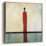 Framed abstract figurative canvas art in silver and gold tones, showcasing elegant shapes and textures, perfect for modern home decor and art enthusiasts.