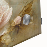 Close-up of vibrant abstract floral wall art printed on acrylic glass, showcasing intricate details and rich colors perfect for home decor enhancement.