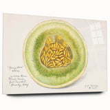 Large abstract wall art of colorful fruits on acrylic glass, suitable for bedroom or dining room decor.