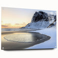 Acrylic landscape artwork showcasing vibrant beach scenery in a side view, accented with stylish pins, ideal for modern home decor or coastal-themed interiors.