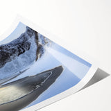 Stunning rolled print of a serene beach landscape featuring soft blue waves and golden sand, ideal for coastal decor enthusiasts. Packaged securely for easy display.