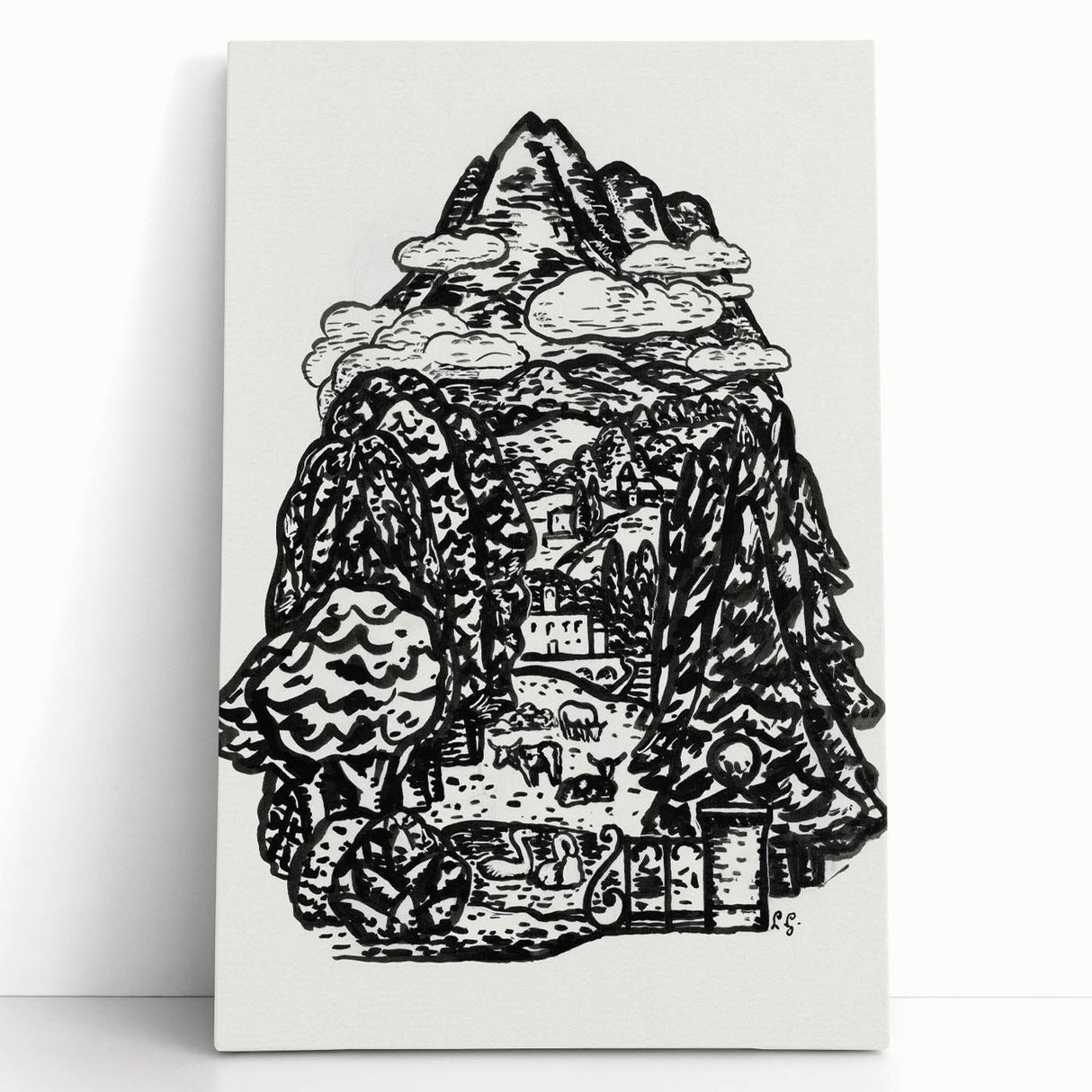 Modern Wall Art - Black & White Mountain Landscape - Contemporary Print