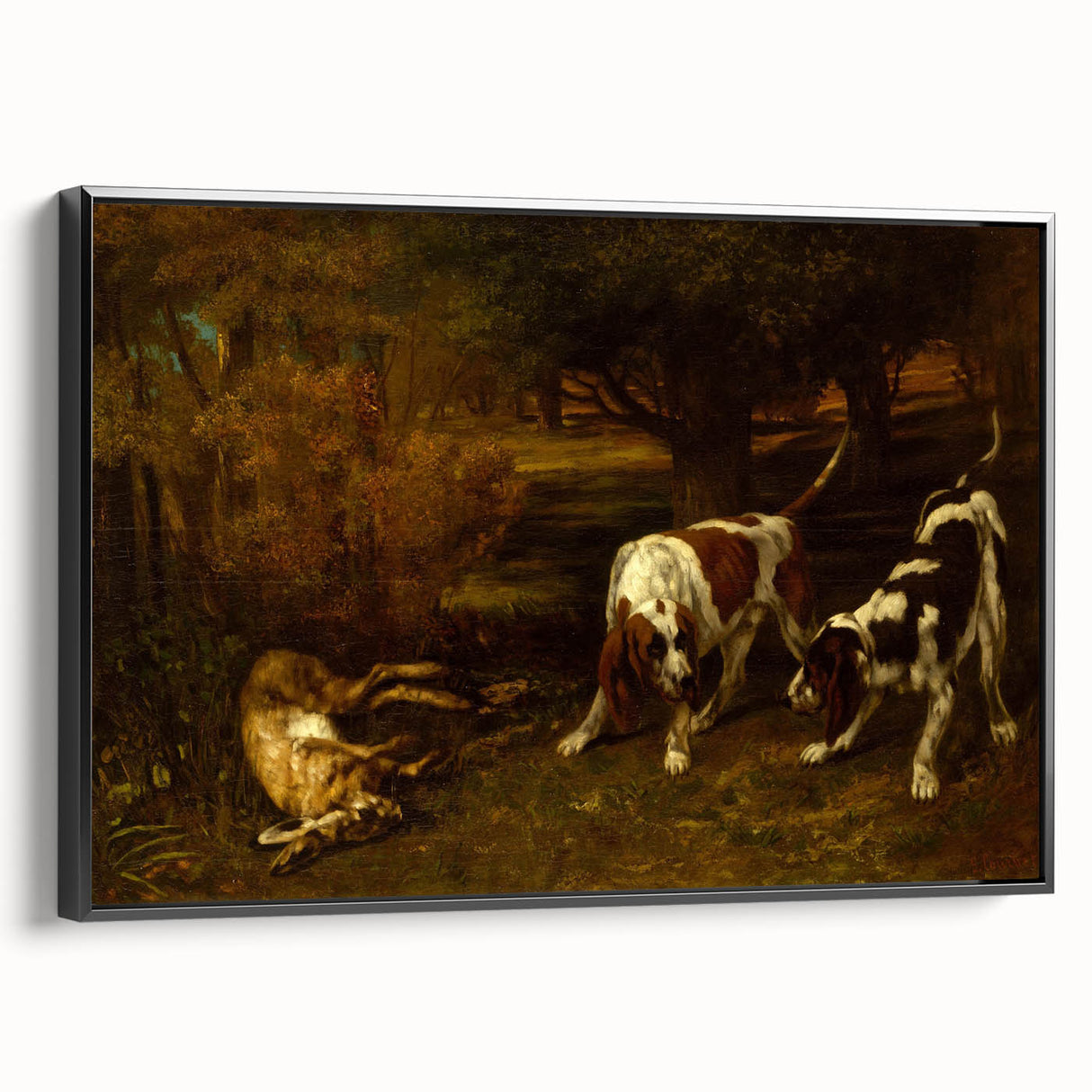 Hunting Dogs Realism Art Print - Gustave Courbet Classical Canvas Decor