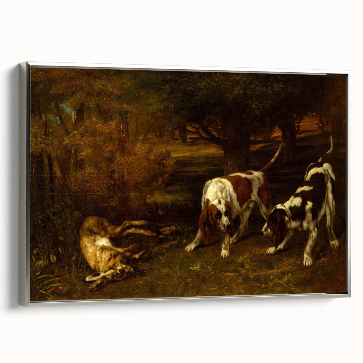 Hunting Dogs Realism Art Print - Gustave Courbet Classical Canvas Decor