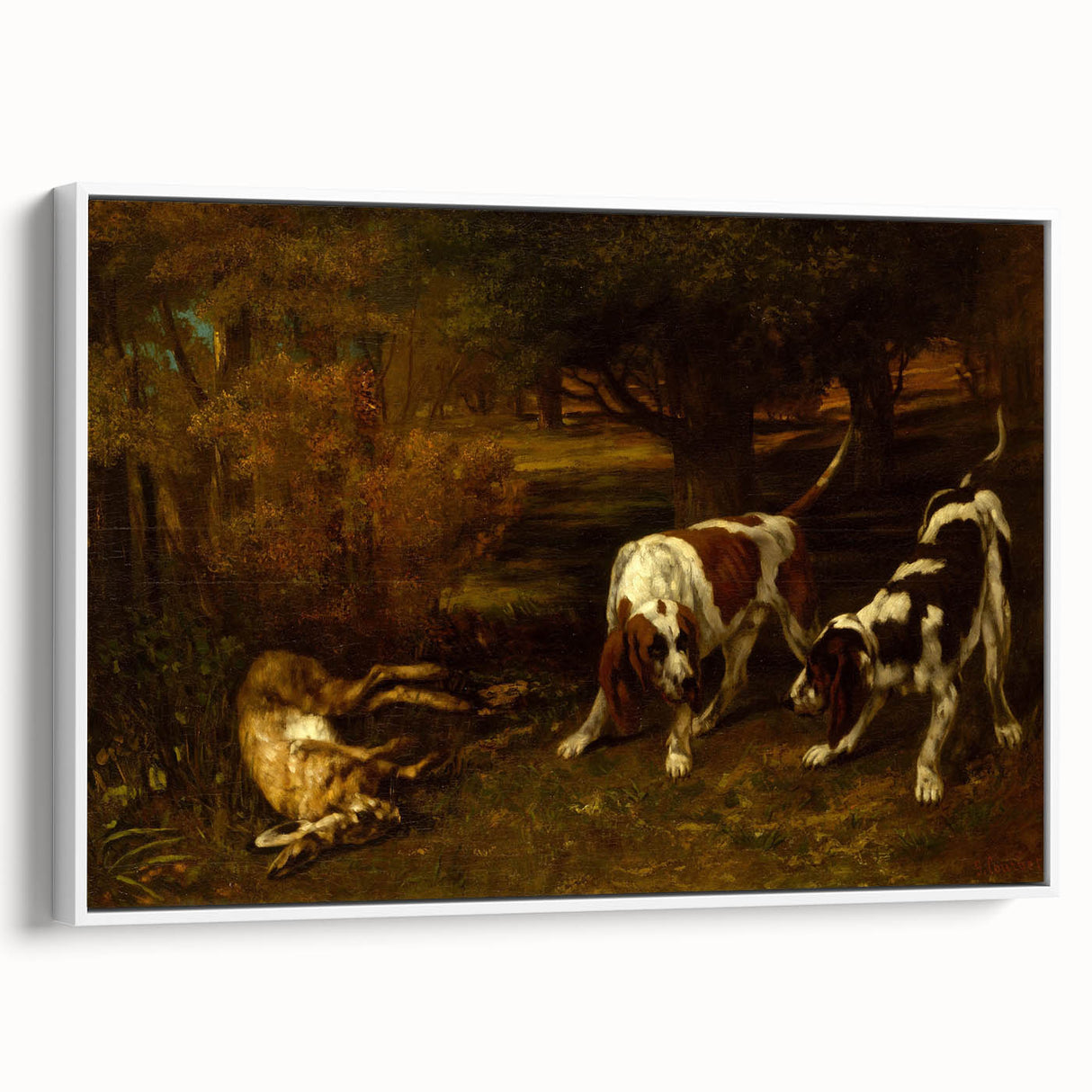 Hunting Dogs Realism Art Print - Gustave Courbet Classical Canvas Decor