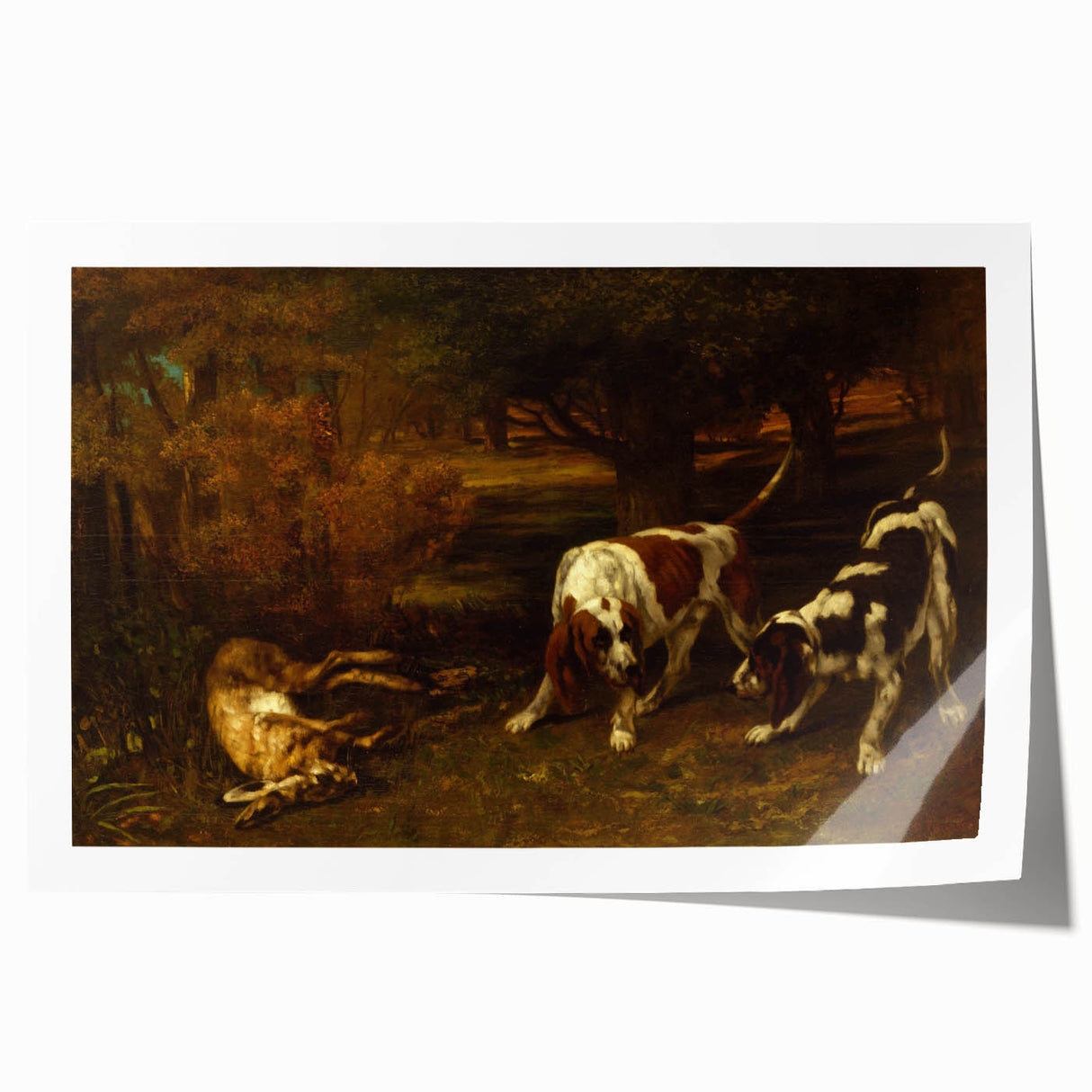 Hunting Dogs Realism Art Print - Gustave Courbet Classical Canvas Decor