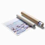 Extra large rolled canvas with a floral art design, featuring soft pastel shades.