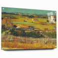 Acrylic print of a Van Gogh-inspired abstract painting in bold blue and yellow tones.